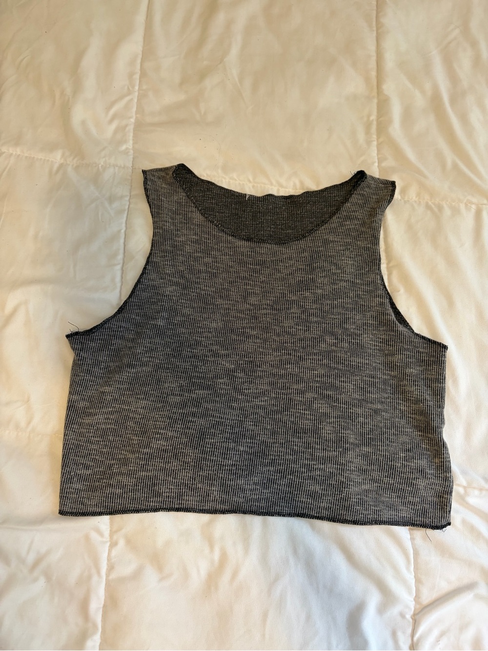 Sleeveless Ribbed Crop Tank Top - Gray